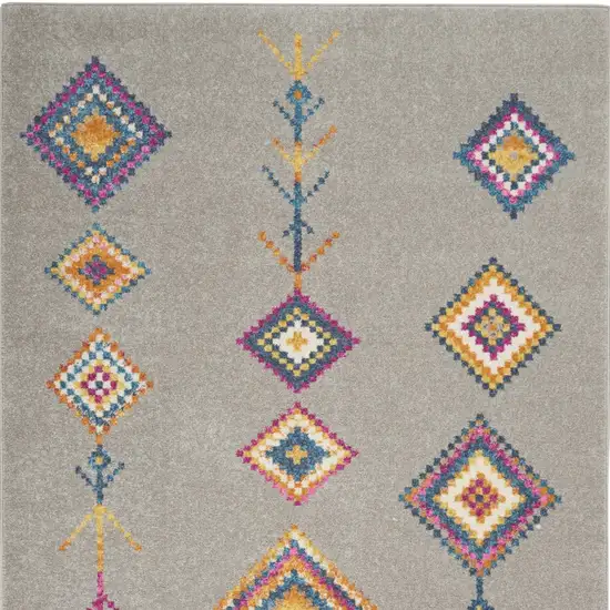 Gray Blue And Orange Tribal Area Rug Photo 5