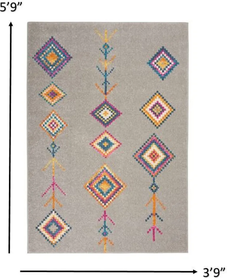 Gray and Multicolor Geometric Area Rug Photo 3