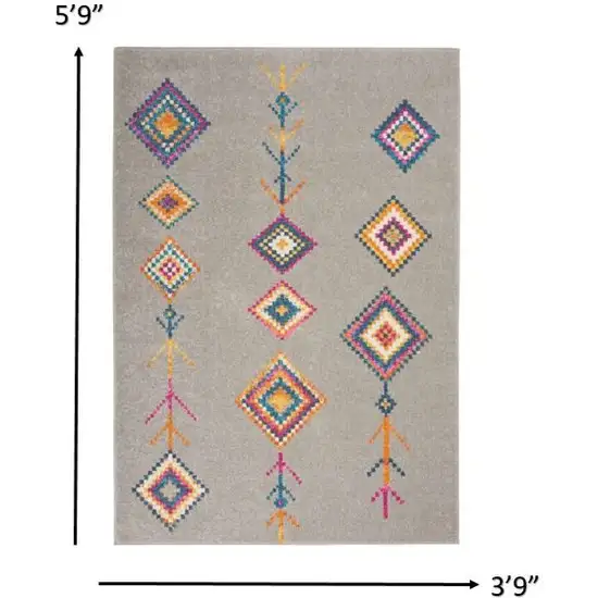 Gray and Multicolor Geometric Area Rug Photo 3