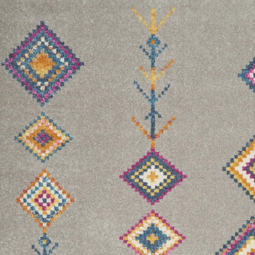 Gray Blue And Orange Tribal Area Rug Photo 4