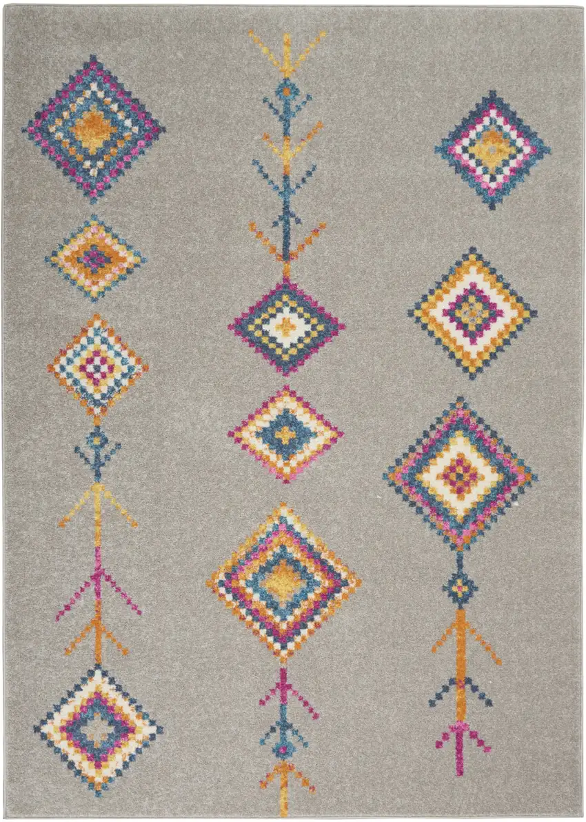 Gray Geometric Berber Area Rug Photo 9