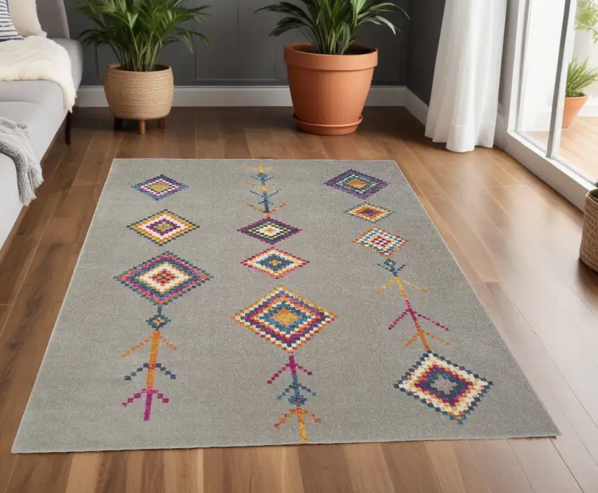 Gray Geometric Berber Area Rug Photo 1