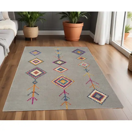 Gray Geometric Berber Area Rug Photo 1