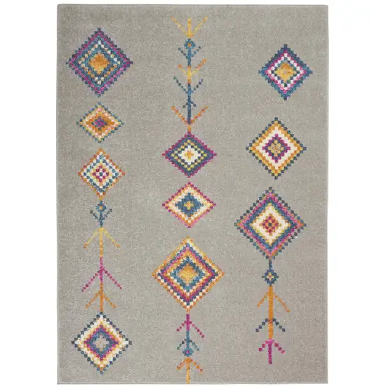 Gray Blue And Orange Tribal Area Rug Photo 7