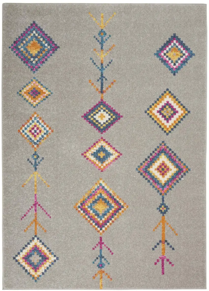 Gray Blue And Orange Tribal Area Rug Photo 7
