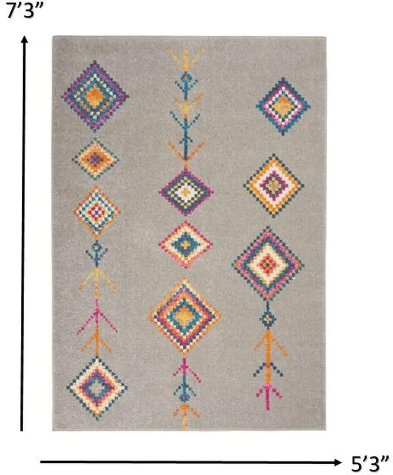 Gray and Multicolor Geometric Area Rug Photo 3