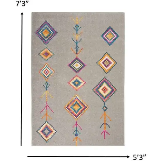 Gray and Multicolor Geometric Area Rug Photo 3