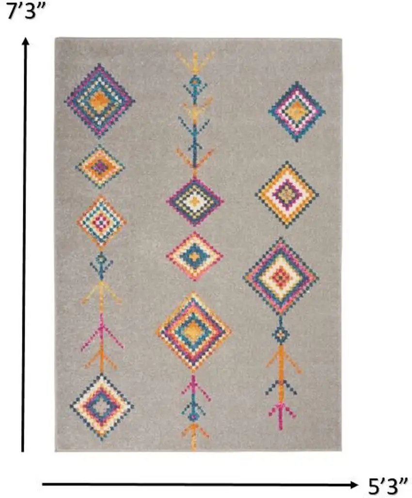 Gray and Multicolor Geometric Area Rug Photo 3