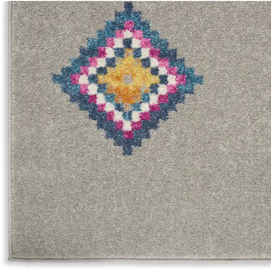 Gray Blue And Orange Tribal Area Rug Photo 9