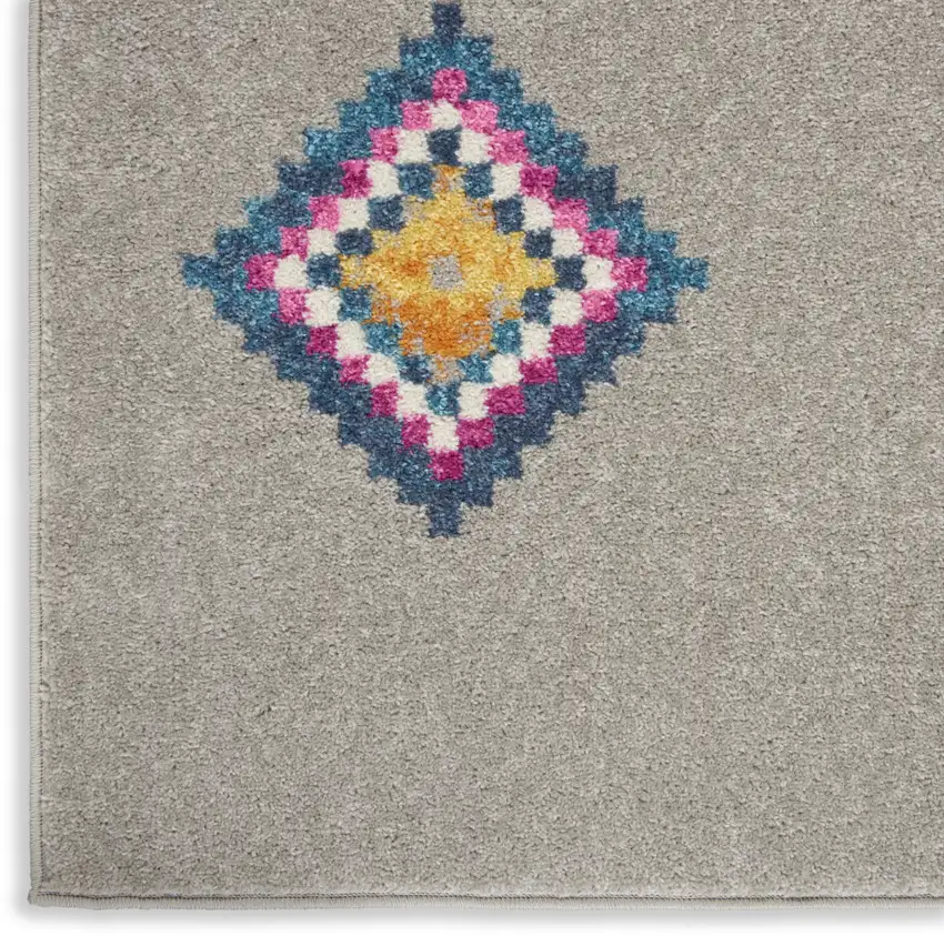 Gray Blue And Orange Tribal Area Rug Photo 9