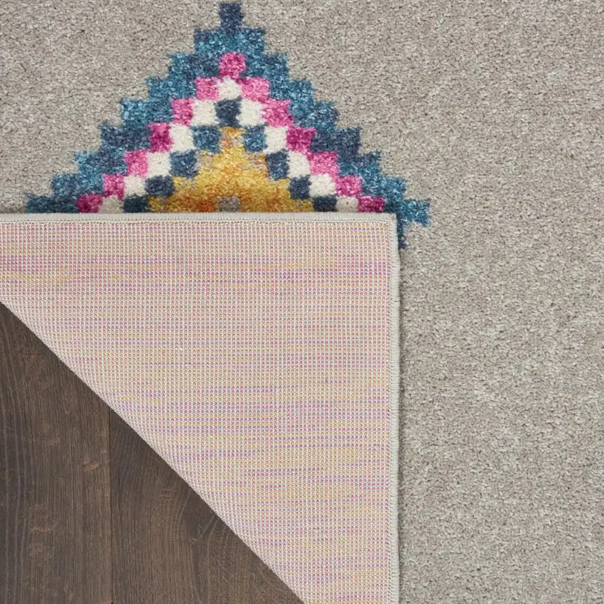 Gray Blue And Orange Tribal Area Rug Photo 8