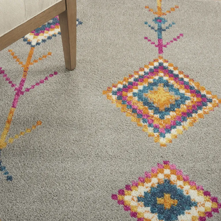 Gray and Multicolor Geometric Area Rug Photo 5