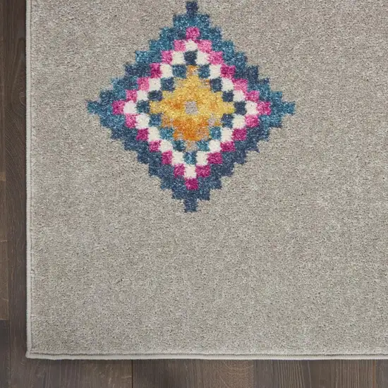 Gray Blue And Orange Tribal Area Rug Photo 9