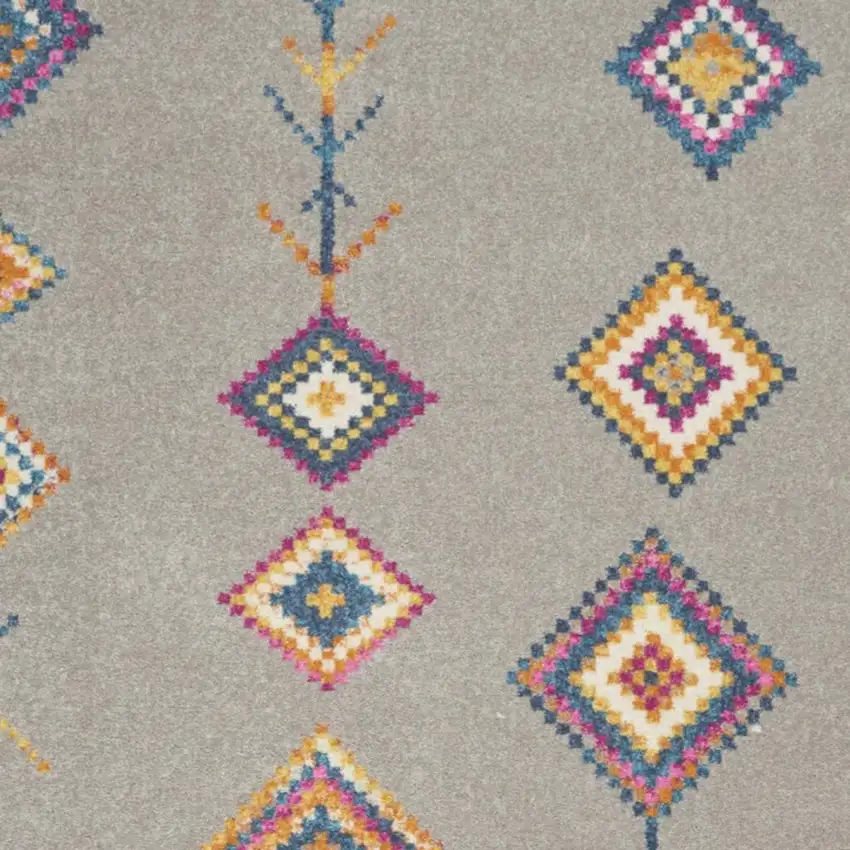 Gray Blue And Orange Tribal Area Rug Photo 7