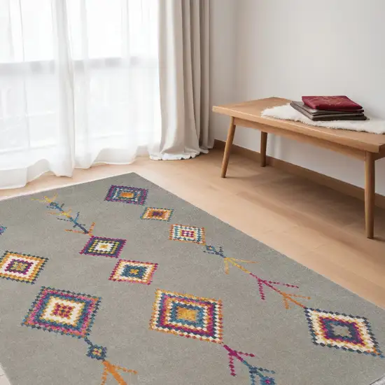 Gray Geometric Berber Area Rug Photo 1