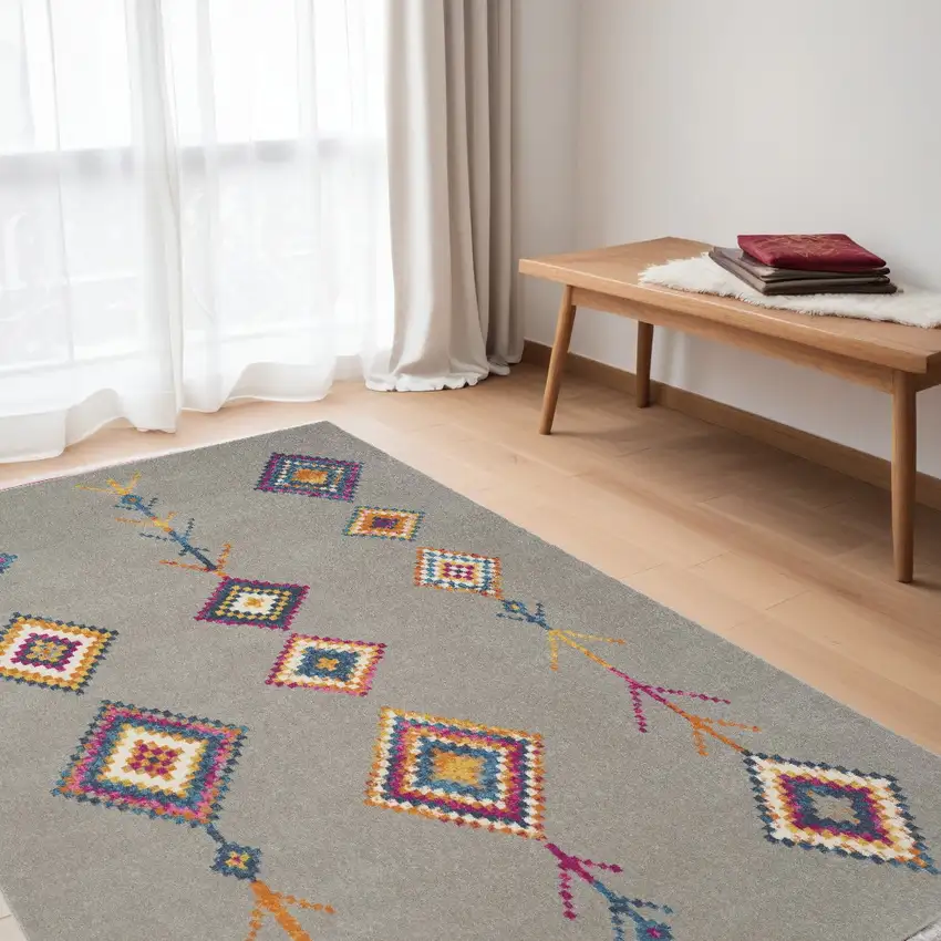 Gray Geometric Berber Area Rug Photo 1