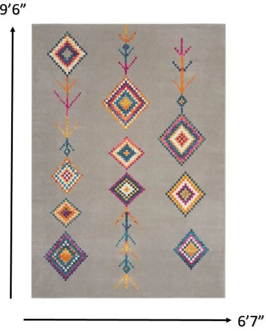 Gray and Multicolor Geometric Area Rug Photo 2