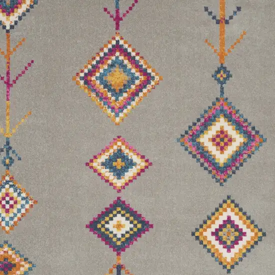 Gray Blue And Orange Tribal Area Rug Photo 4