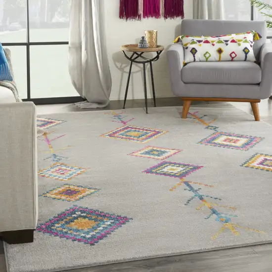 Gray Blue And Orange Tribal Area Rug Photo 9