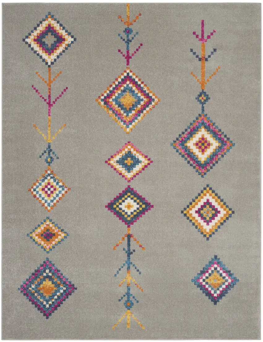 Gray Geometric Berber Area Rug Photo 9