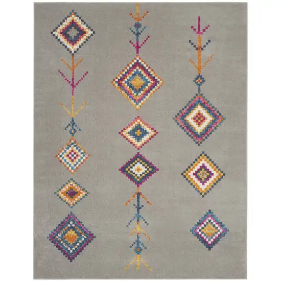 Gray Geometric Berber Area Rug Photo 9