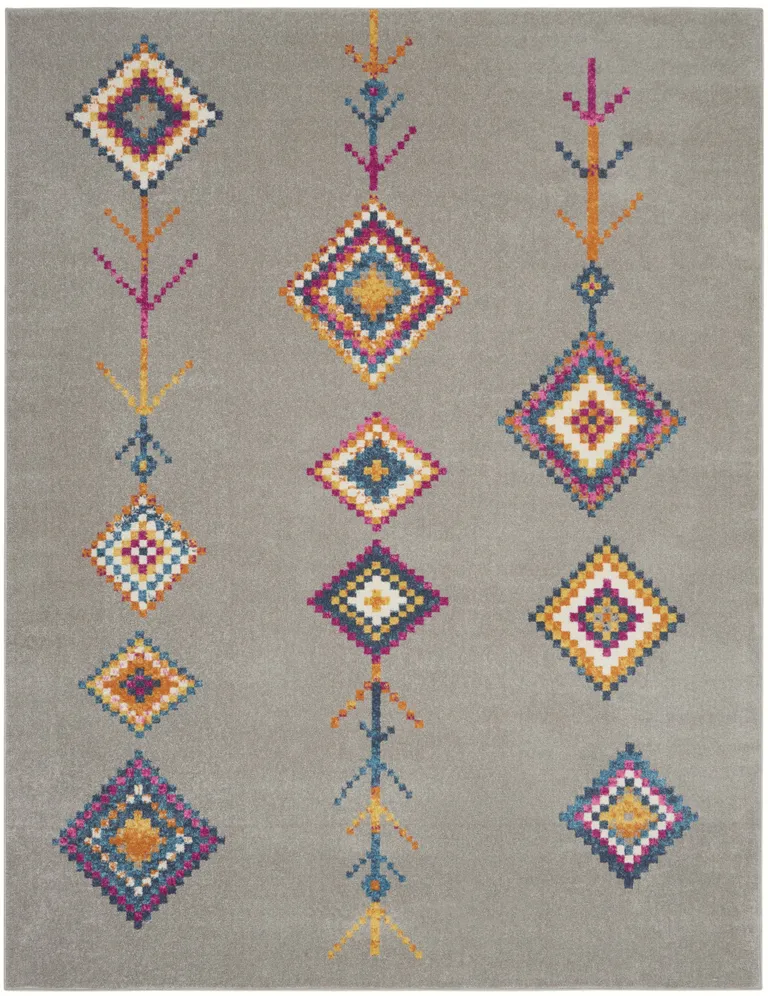 Gray and Multicolor Geometric Area Rug Photo 5