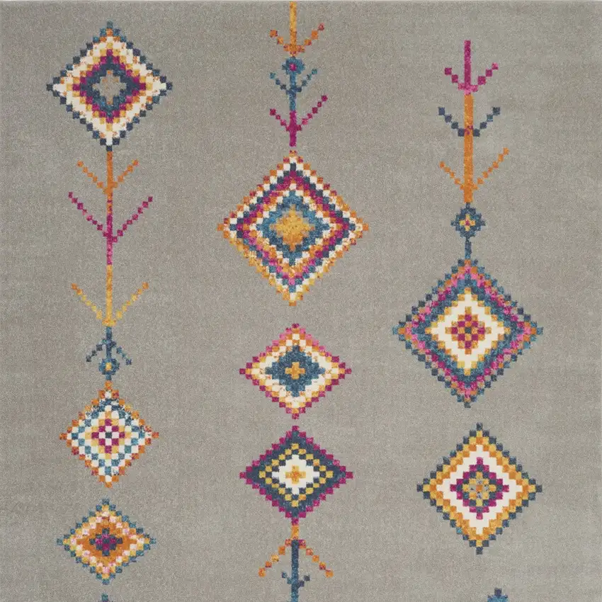 Gray Blue And Orange Tribal Area Rug Photo 5