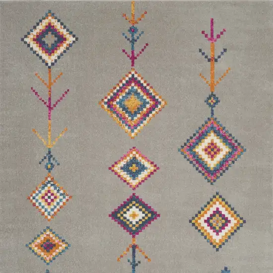 Gray Blue And Orange Tribal Area Rug Photo 5