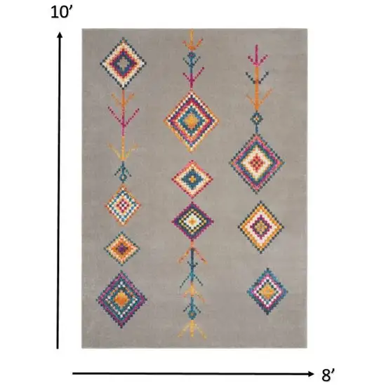 Gray and Multicolor Geometric Area Rug Photo 2