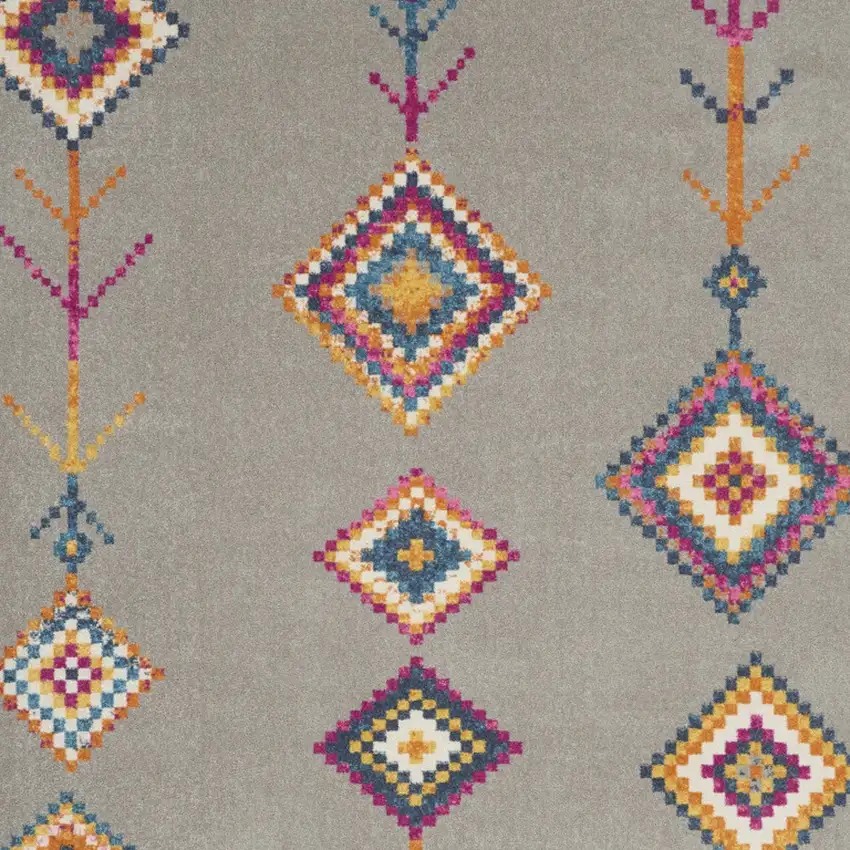Gray Blue And Orange Tribal Area Rug Photo 4