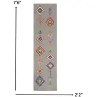 Photo of Gray and Multicolor Geometric Runner Rug