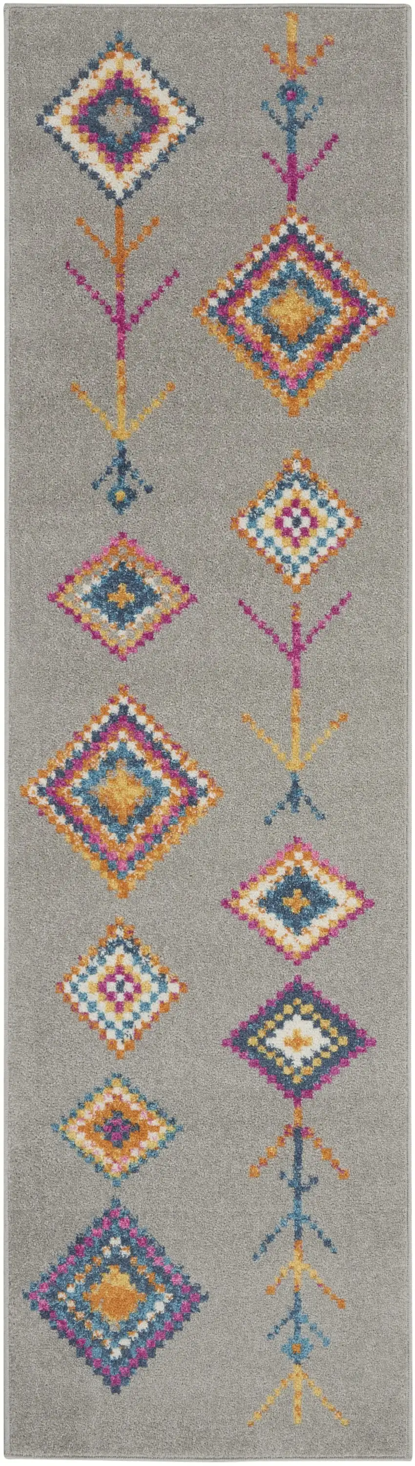 Gray and Multicolor Geometric Runner Rug Photo 1