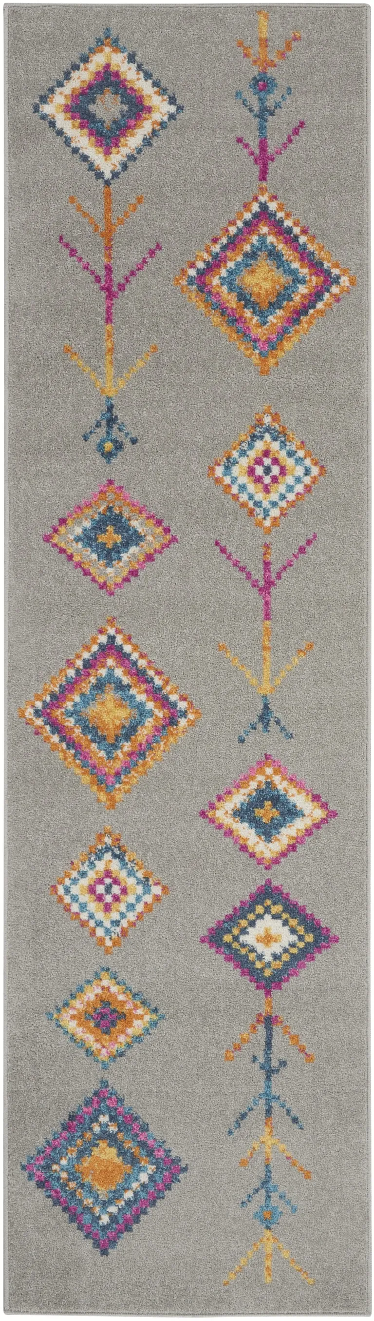 Gray and Multicolor Geometric Runner Rug Photo 5