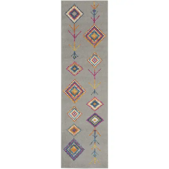Gray and Multicolor Geometric Runner Rug Photo 1