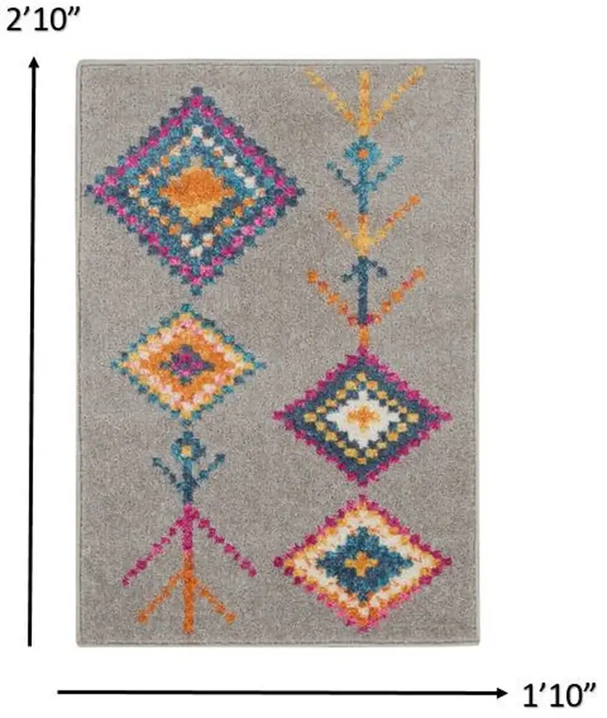 Gray Geometric Berber Area Rug Photo 3