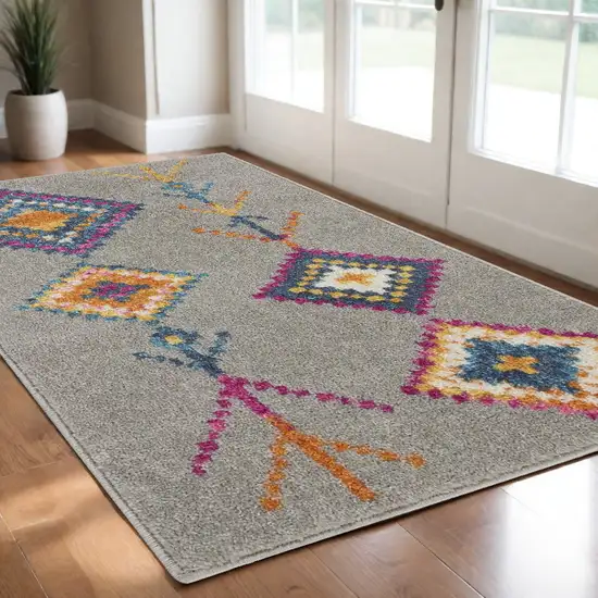 Gray Geometric Berber Area Rug Photo 1