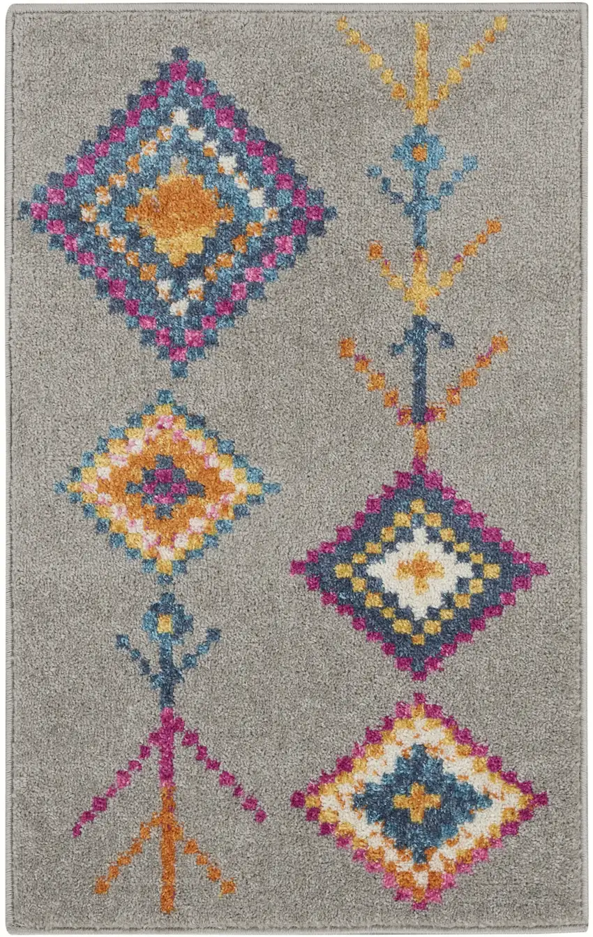 Gray And Ivory Geometric Area Rug Photo 2