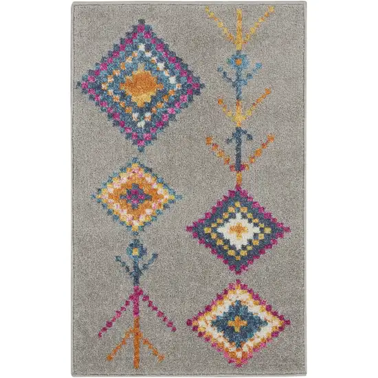 Gray And Ivory Geometric Area Rug Photo 2