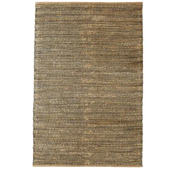 Gray and Natural Braided Striped Area Rug Photo 3