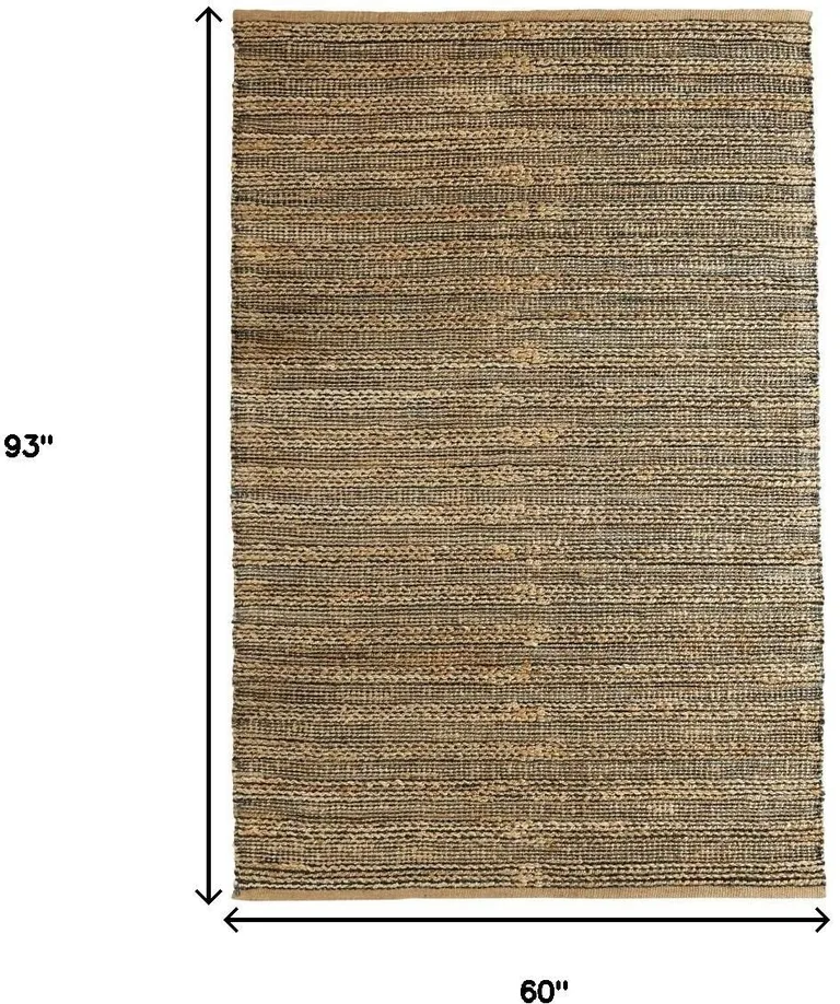 Gray and Natural Braided Striped Area Rug Photo 3