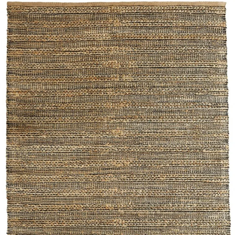 Gray and Natural Braided Striped Area Rug Photo 4
