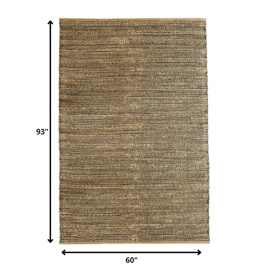 Gray and Natural Braided Striped Area Rug Photo 2