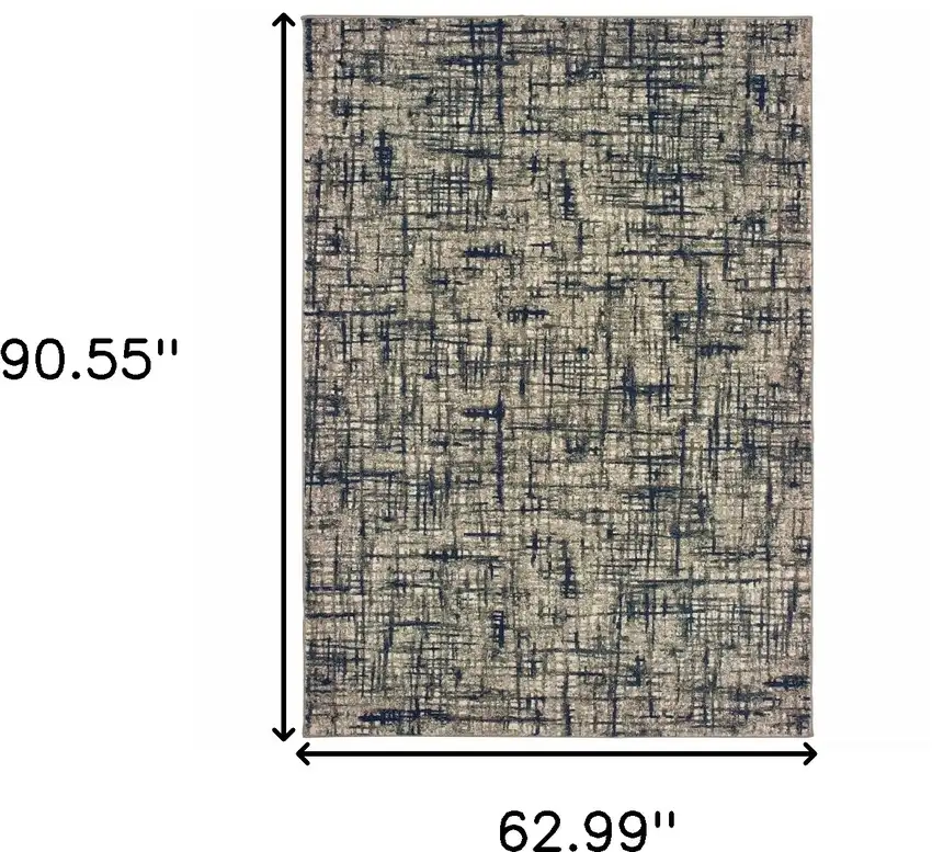 Gray and Navy Abstract Area Rug Photo 6
