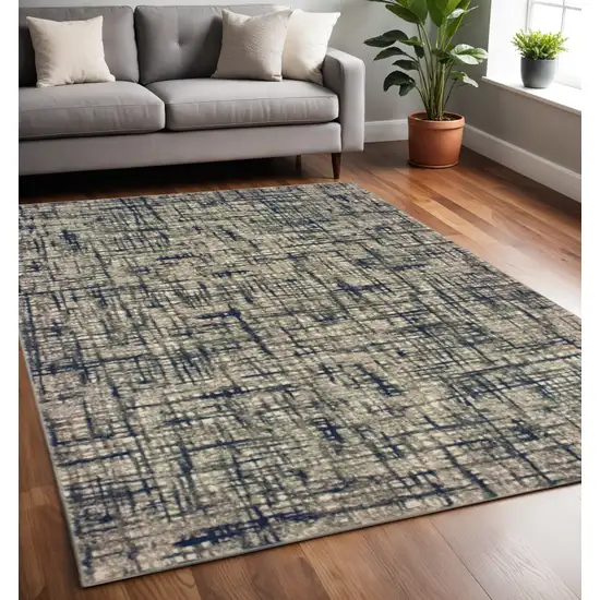 Gray And Navy Abstract Area Rug Photo 1