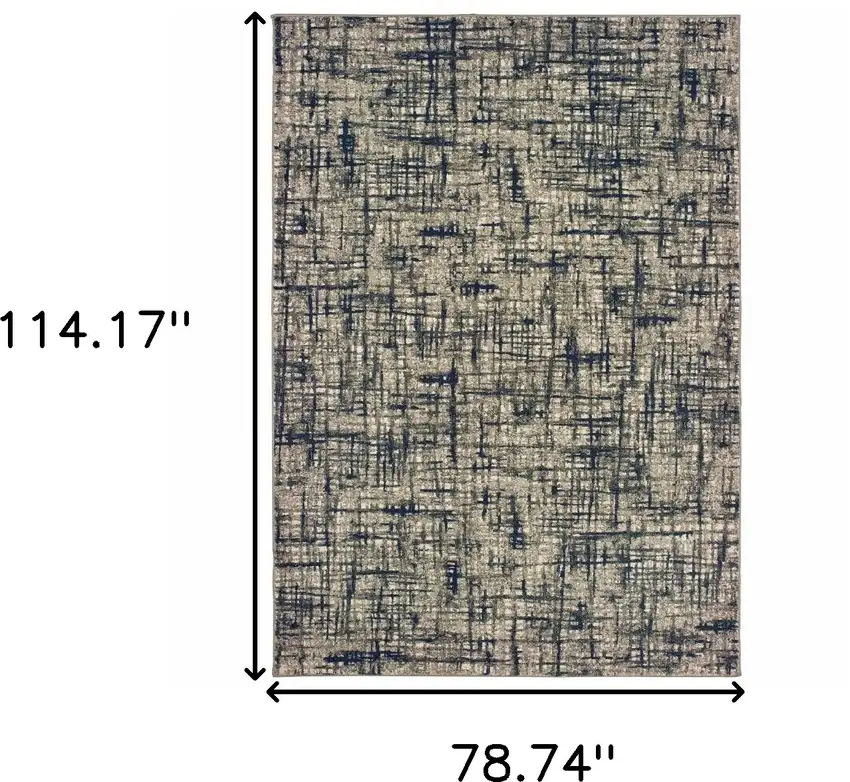 Gray and Navy Abstract Area Rug Photo 6
