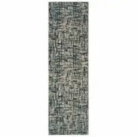 Photo of Gray and Navy Abstract Runner Rug