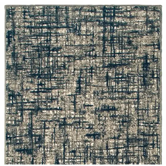 Gray and Navy Abstract Runner Rug Photo 4