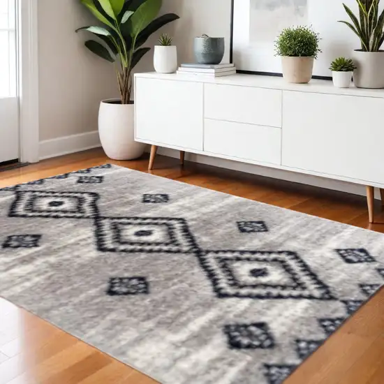 Gray And Navy Boho Chic Area Rug Photo 1