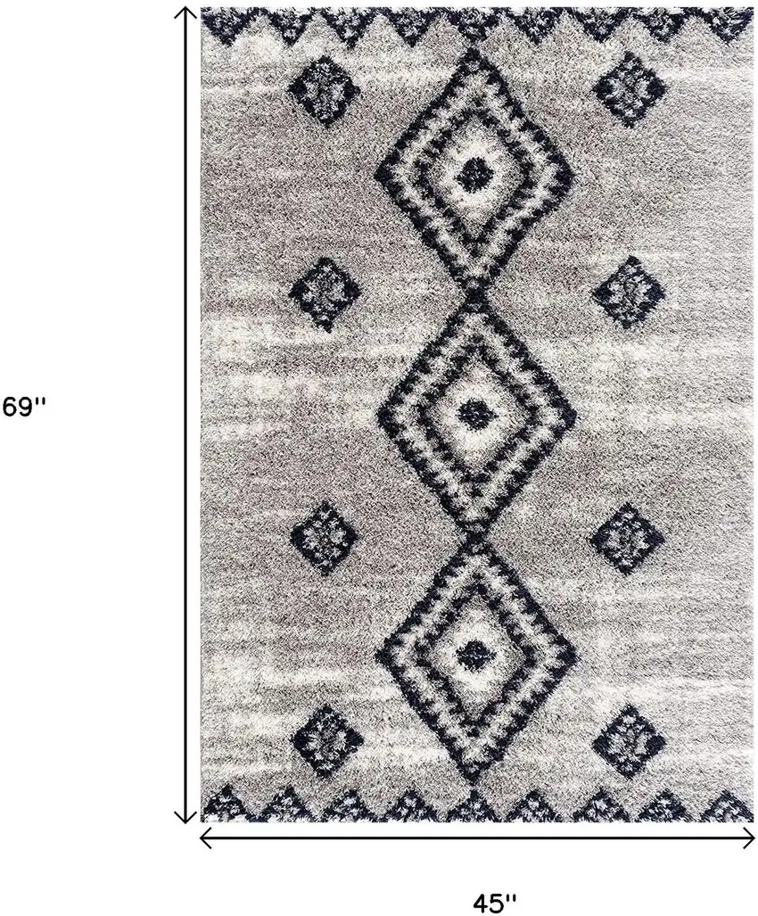 Gray And Navy Boho Chic Area Rug Photo 3