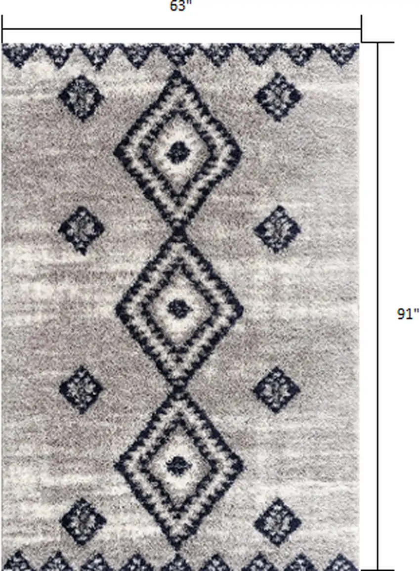 Gray and Navy Boho Chic Area Rug Photo 2